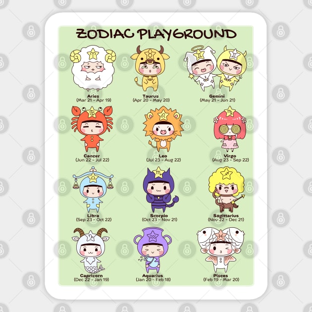 Zodiac Playground, cute zodiac signs chart Sticker by LittleAna